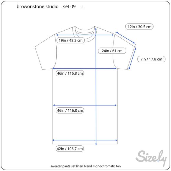 sweater pants set linen blend monochromatic tan - Picture 2 of 16